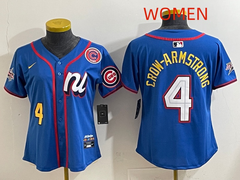 Women Chicago Cubs #4 Crow-Armstrong Blue MLB All star Nike 2025 Jersey style 005
